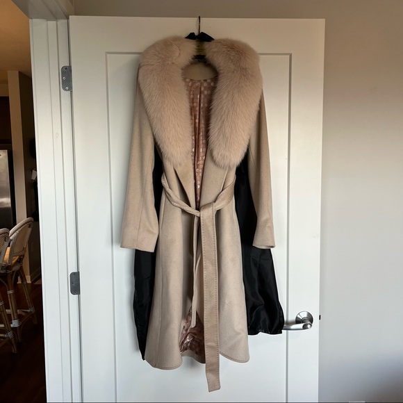 Fox Fur Wool Coat - Picture 1 of 8